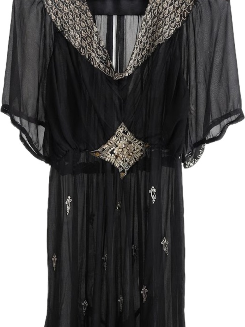 Eliza J Black Sheer Maxi Dress with Metallic Embroidery